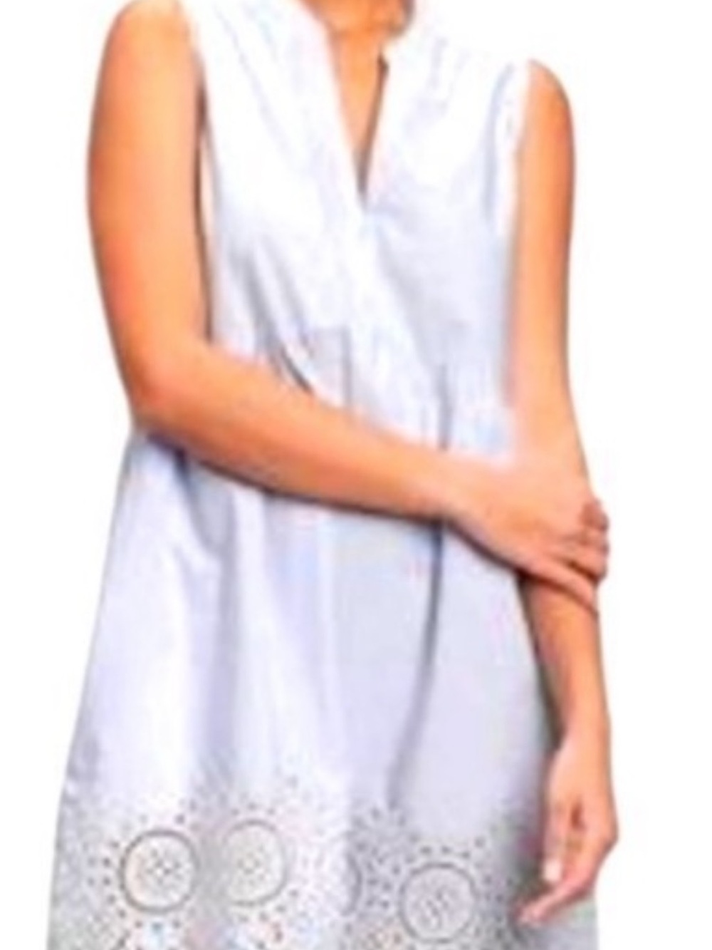 GAP Blue & White Striped Sleeveless 
Eyelet Hem Dress